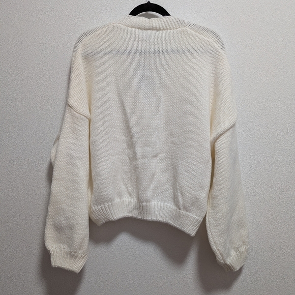 NWT Lulu's White Cardigan with Red Heart Accents - Size L/XL ❤️❤️ - Picture 10 of 11